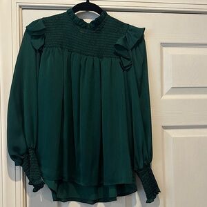 M Willa Story Smocked Green Top